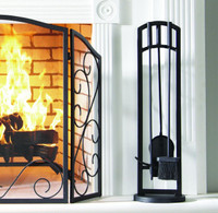 Pleasant Hearth Arched 4 Piece Fireplace Toolset, Black