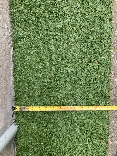 I have several strips of high quality artificial turf strips available. They measure 85" long by 14"...
