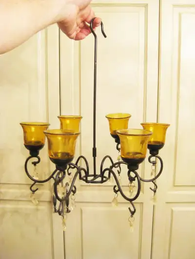 Tealight Candle Boho Shabby Chic Metal Hanging Chandelier, View more