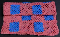 New pink & turquoise 49 x 52-inch hand-crocheted throw / blanket