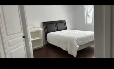 Spacious private room with a private entrance/door available in a clean and quiet home. Shared washr...
