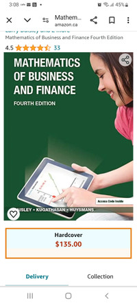 MATHMATICS of BUSINESS and FINANCE 4th edition: brand-new