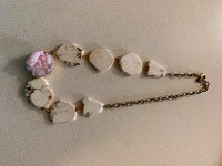 Pink crystal and natural stone unique necklace