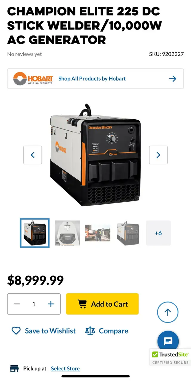 Welder/Generator (Hobart 10,000W)528934370092011521