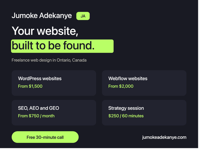 Custom Websites from $1,500 — Freelance Web Designer in Ontario