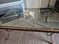 Glass top metal frame coffee table
