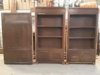 Oak bookshelves & wall panels
