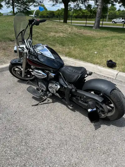 2014 VStar 950 Bobber. New 10” bars, new rear tyre, LED lights and turn signals, side mounted plate....