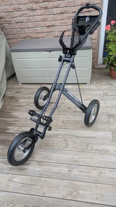 Sun Mountain Speed Cart V1, fold- able,hand brake, aluminum frame, adjustable bag brackets, good con...
