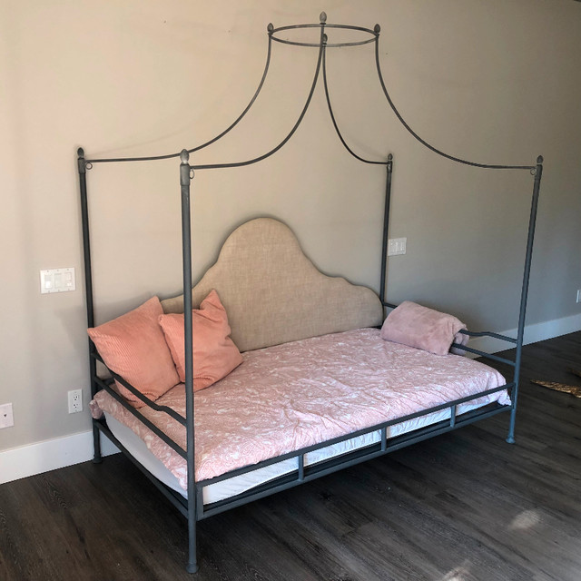 Restoration Hardware Princess Bed (Belgian Linen and Iron Canopy in Beds & Mattresses in Strathcona County - Image 4