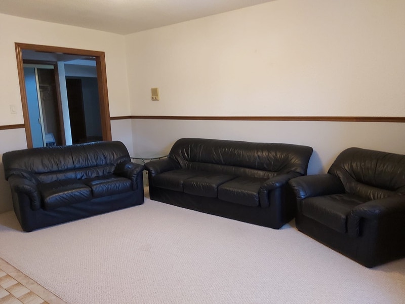 Used Genuine Leather 3 Seater, Loveseat & Armchair Set for Sale