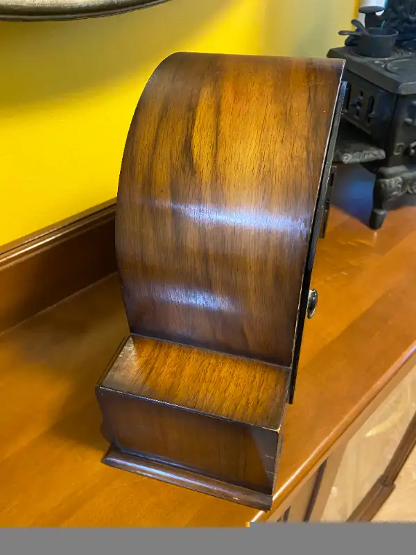 Vintage Art Deco Smiths Enfield Mantle Wood Clock England in Arts & Collectibles in Oshawa / Durham Region - Image 11