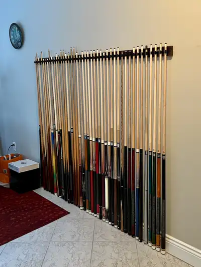 I have lots of pool cues for sale, some are brand new some are used. New ones are $60-$80, used ones...