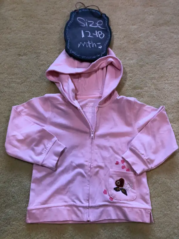Girls Joe Fresh Pink Cotton Zip up hoodie - NWOT - 12-18 mths in Clothing - 12-18 Months in Calgary - Image 3