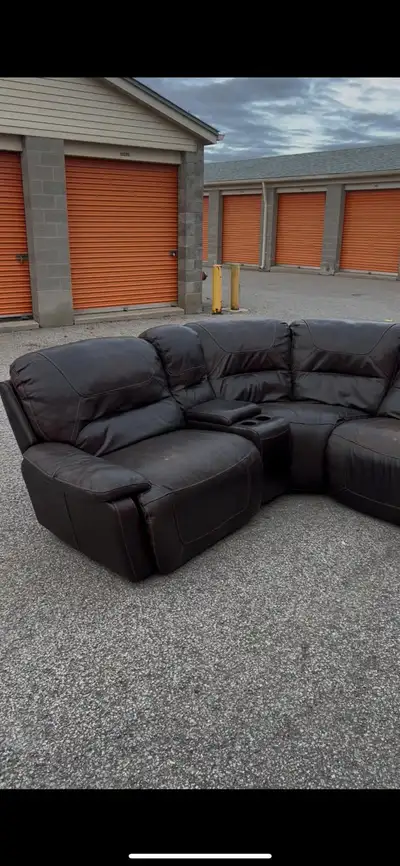 Brown Leather Recliner Sectional , View more