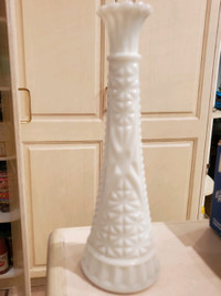 Vintage 1940s Milk Glass Bud Vase Cottage Chic 9”