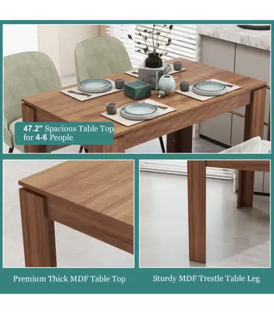 Title: Farmhouse Dining Table – Rustic Brown – 47.2” Wide – Seat, View more