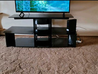 Black Metal and Glass TV Stand