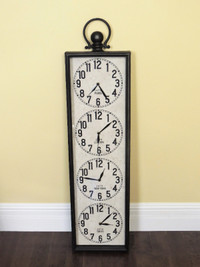 42.5" Metal w/ Glass Panel Time Zone Wall Clock