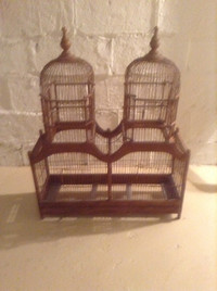 Antique 19th Century Wood and Wire Double Dome/Tower Bird Cage