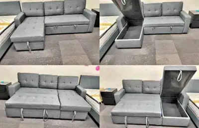 This stylish grey sofa bed is a versatile addition to any living space, featuring a pull-out bed and...