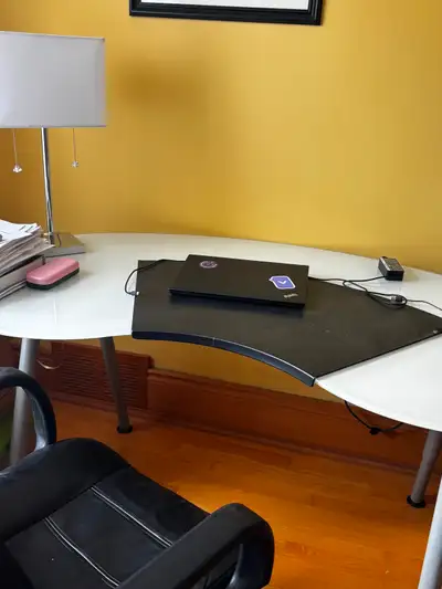 IKEA Desk and Leather Chair, View more