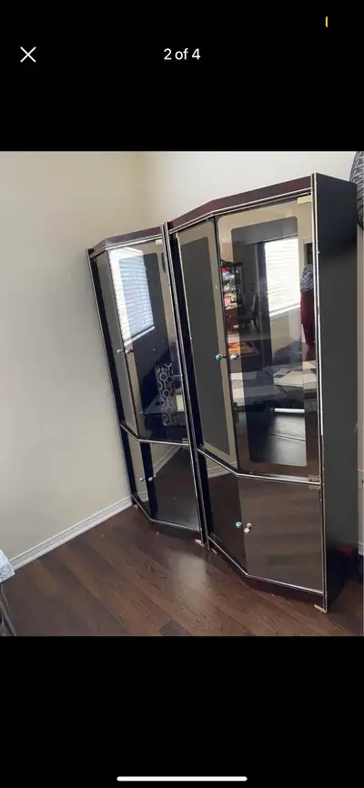 2 free glass cabinet hutches , View more
