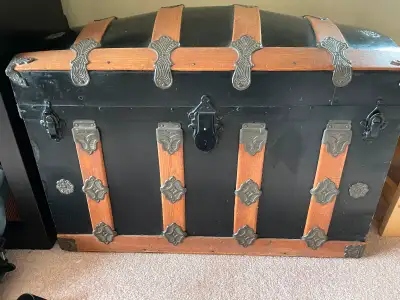 Wooden chest with dome top, View more