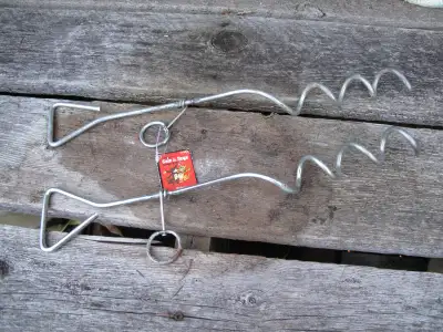 Pair of Dog Tie-Out Stakes, Durable Silver Spiral Anchorstakes, View more