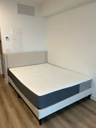 QUEEN Bed Frame and Mattress | Tufted Headboard | Platform Bed, View more