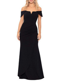 BNWT Xscape Size 2 Off-The-Shoulder Ruched Scuba Gown