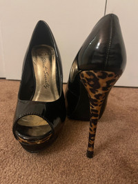 Black & Leopard Print Stiletto Heels 
