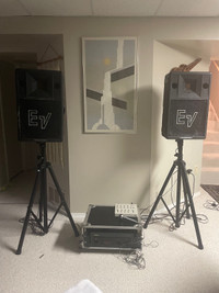PA system-Yamaha power amp and EV speakers