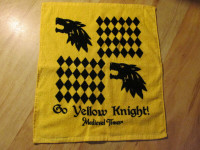 MEDIEVAL TIMES Yellow Knight Hand Towel Vintage Sorcery Horses