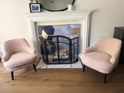 Pair of Blush Pink Accent Chairs, View more