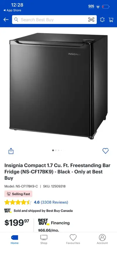 Insignia Compact 1.7 Cu. Ft. Freestanding Bar Fridge, View more