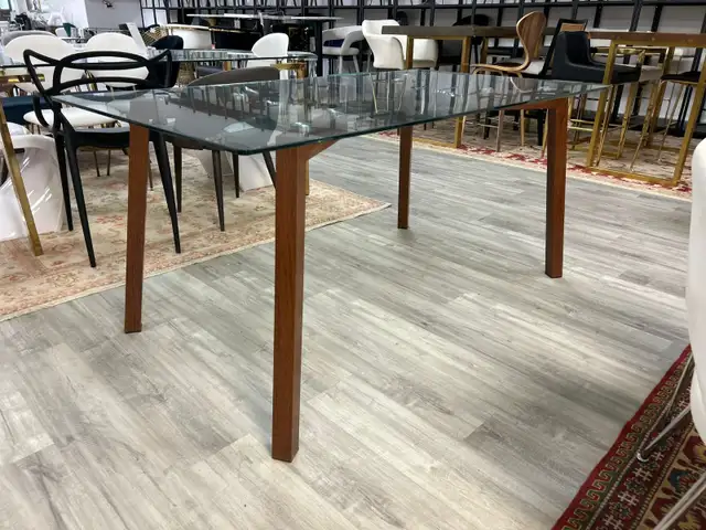 Glass Dining Table | Walnut Legs | NOW ON LOW PRICE! in Dining Tables & Sets in City of Toronto - Image 4