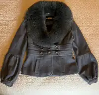 Wool & cashmere coat with removable fur collar 