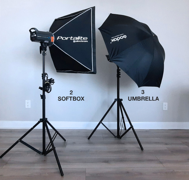 Elinchrom D-Lite RX 2 - 2 Softbox & 3 Umbrella To Go Set in Cameras & Camcorders in City of Toronto - Image 2