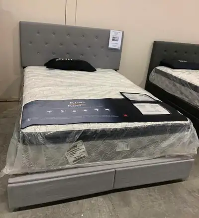 King Koil Mattress + Grey Tufted Platform Bed Frame | Queen | Br, View more