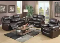Manual Recliner Leather Sofa Set Including Delivery 