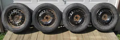 For Sale $160 Firm 4 winter tires 3 Hankook winter ipike rsv 7-9 32nds tread depth and one Motomaste...