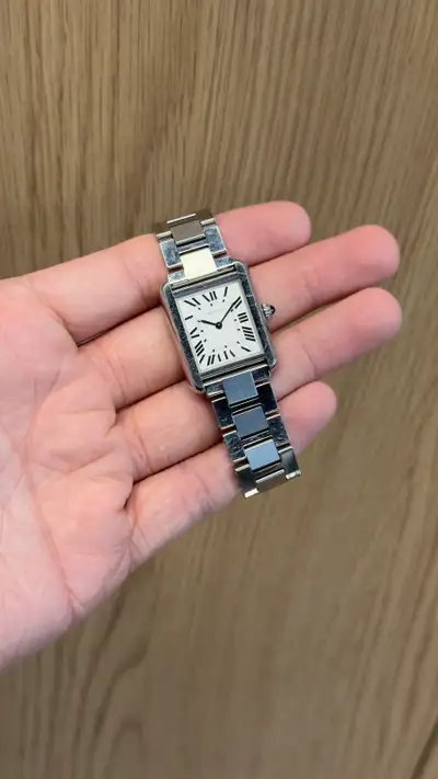 Cartier tank small on bracelet 2020 box papers Preowned condition, can polish for extra Crypțo frien...