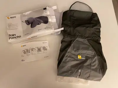Woofo Slip-on Dog Rain Poncho Raincoat- Grey, Small Brand New *please see pics for measurement info*...