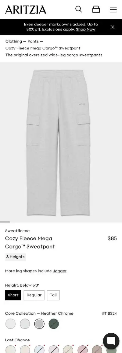 Aritzia - Sweatfleece cargo sweatpant, View more
