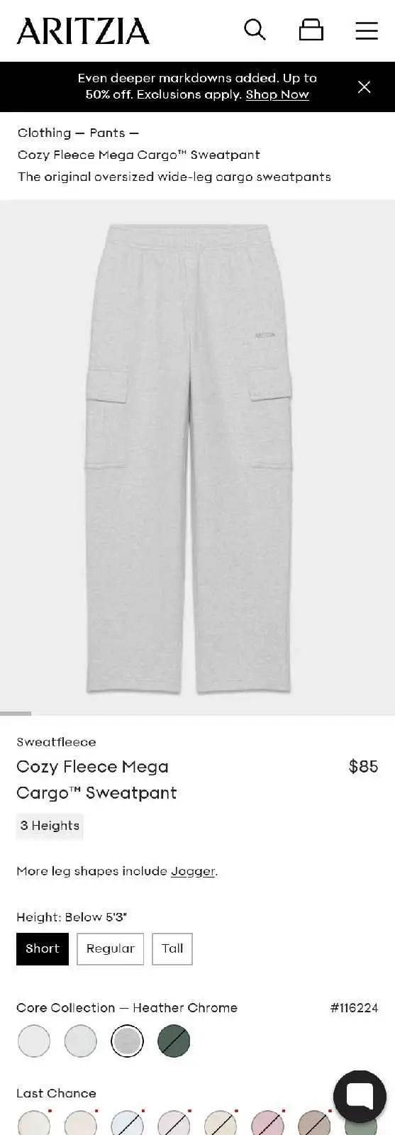 Aritzia - Sweatfleece cargo sweatpant in Women's - Bottoms in Markham / York Region - Image 2