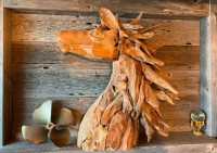 TEAK life size hand carved Horse head very heavy!!