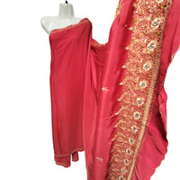 Coral Red SAREE - READY TO WEAR Pre Sewn Pre Stitched - NEW