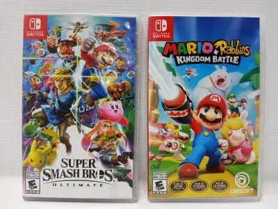 2 Nintendo Switch Video Games Mario + Rabbids & Super Smash Bros, View more