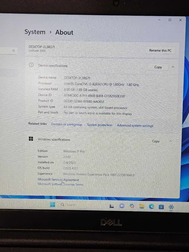 Dell Latitude 3500 15.6" i5-8265U 8GB RAM 256GB SSD in Laptops in Kitchener / Waterloo - Image 4
